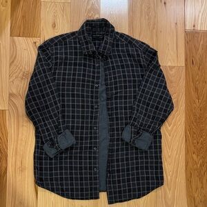 Banana Republic Black and Gray Plaid Casual Button Down Shirt